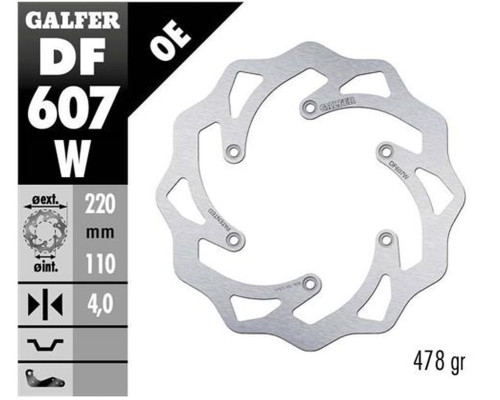 Galfer задній гальмівний диск ktm sx/exc/lc4 husaberg,husqvarna,gas gas wave (220x110x4mm) (ktm oem pattern)