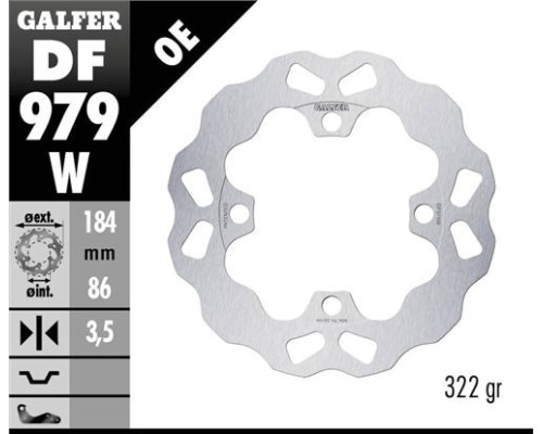 Galfer задній гальмувальний диск yamaha yxr 700 rhino '08- wave (184x86x3.5mm)