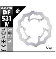 Galfer задній гальмувальний диск yamaha yz 250 '22-, yz 250f '21-, yz 450f '20- wave (240x115x4mm)
