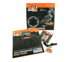 Moto-master комплект гальм (диск, колодки, переходник) gas gas ec/ecf 250/300/350 '21-, ex/exf 250/300/450, mc/mcf 125/250/350/450 '23-, husqvarna fe 250/350/450/501 '22, fx 3 50/450 '23-, te 150i/250i '23-, braktec caliper