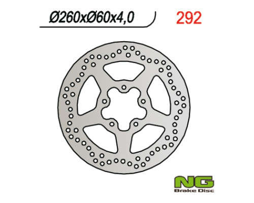 Ng передній гальмівний диск aprilia 50/125/200/250/400/500 scarabeo, piaggio medley 125/150 16-18 (260x60x4.0mm) (5x8.5mm) - замінює ng1592