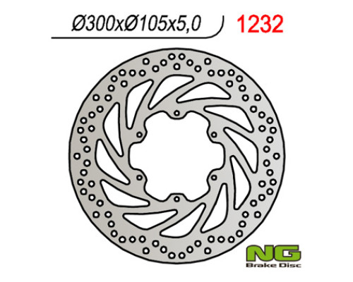 Ng передній гальмівний диск bmw f 650 gs/x (300x105x5), f 800gs '13-'16 (6x6.5mm)