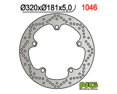 Ng гальмівний диск передній bmw f 800 / r850,1100,1150 / k 1200 / 1300 / 1600 (320x181x4.8) (5x14.0mm)