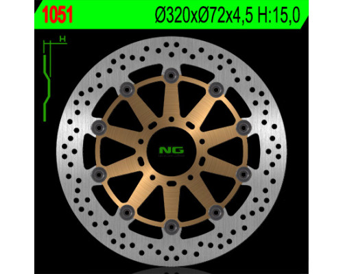 Диск передній гальмівний ducati 749/848/999/1000/1100 '02-17 (320x72x4.5mm) (5x8.5mm) плаваючий