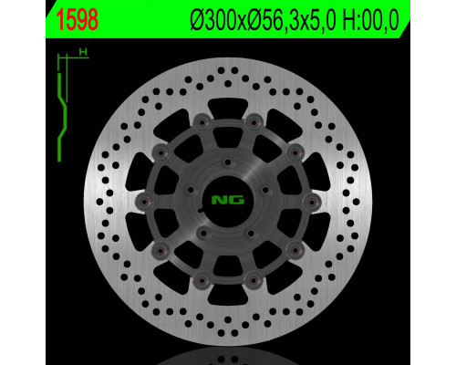 Гальмівний диск ng передній harley davidson 883/1200/1450/1584/1690/1745/1800/1869/1923 (плаваючий) (300х56,3х5мм) (5х8,5мм)