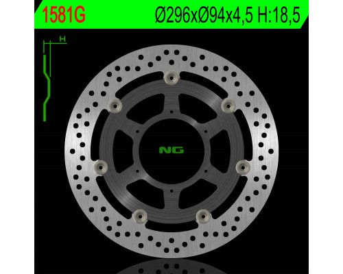 Ng передній гальмівний диск honda cbf 600 abs '08-11, cbf 1000 abs '06-16, cbr 250 abs '11-16, cbr 300r abs '14-20 (296x94x4.5) (алюмін. центр) - замінює ng1149