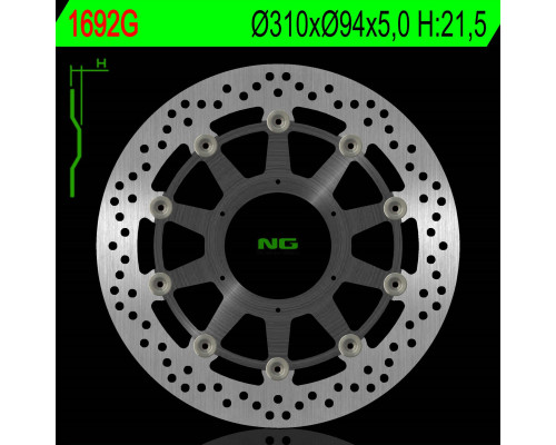 Диск передній гальмівний honda st 1300abs '02-17, ctx 1300/1300abs '14-16 (310х94х5мм) (6х6.5мм) плаваючий (алюмін. центр)