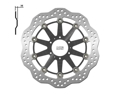 Ng передній гальмівний диск honda xl 1000v 99-13, vfr crossrunner 800 '11-14 (296x62x5mm) (6x6.5mm) хвиля плаваюча (алюмін. центр)