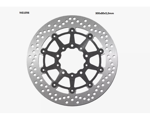 Ng передній гальмівний диск kawasaki er6 f/n, zx 10r 04-15, zx6r 05-18, kle 650 versys 07-22, z 750 (300x80x5mm) (5x10,mm) плаваючий