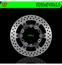 Ng передній гальмівний диск kawasaki kx 125/250 '89-'05, klx 250/300/650r '93-'07, suzuki rmz 250 '04-'06 (плаваючий) (250x100x3) (4x6,5мм) плаваючий