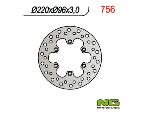 Ng передній гальмівний диск kawasaki kx 80 '84-'00, kx 85 '01-16, kx 100 '06-16 (220x96x3)
