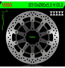 Ng передній гальмівний диск kawasaki z 1000 abs 15-17, z 1000 15-17, zx6r 13-17, z800 12-18, gtr 1400 07-18, zzr 1400 06-18 (310x80x5mm) (5x10.5mm) плаваючий (алюмін. центр)