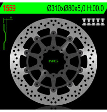 Ng передній гальмівний диск kawasaki z 1000 abs 15-17, z 1000 15-17, zx6r 13-17, z800 12-18, gtr 1400 07-18, zzr 1400 06-18 (310x80x5mm) плаваючий
