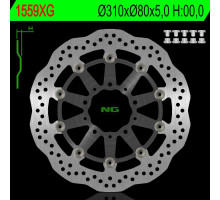 Ng передній гальмівний диск kawasaki z 1000 abs 15-17, z 1000 15-17, zx6r 13-17, z800 12-18, gtr 1400 07-18, zzr 1400 06-18 (310x80x5mm) хвиля плаваюча (алюмін. центр)