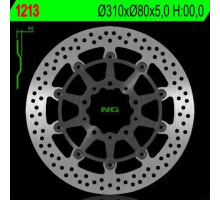 Ng передній гальмівний диск kawasaki zx6r 636 13-16, z800 12-17, zx10r 08-15, z1000 14-20, zzr1400 06-17, gtr1400 07-18, zx14 07-15 (310x80x5) плаваючий