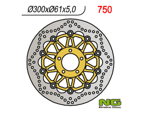 Диск передній гальмівний kawasaki zx6r '95-'02, zr 550/750 zephyr, zzr600 '90-'06 z750 '04- (300x61x5) (5x10,25mm)