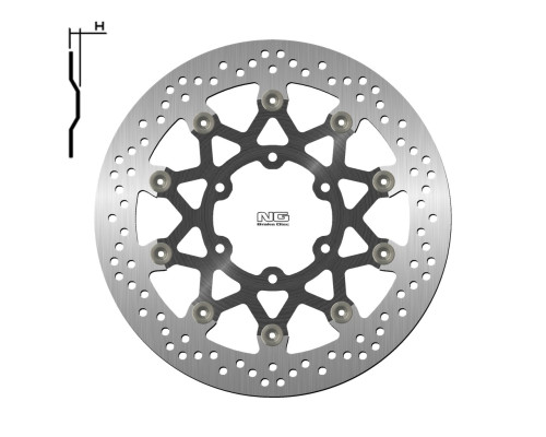 Ng передній гальмівний диск ktm 390 adventure abs '20, duke / abs '17-20, rc / abs 17-20, 125 duke / abs '17-20 (320x90x5.0mm) (6x10.5mm) floating (aluminum center)