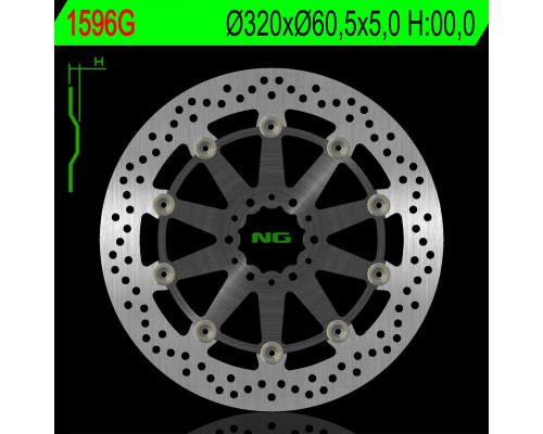 Ng передній гальмівний диск ktm duke 390 / abs '17, rc 250 / 390 / abs '17 (320x60.5x5.0mm) алюміній центр