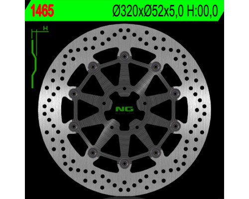 Ng передній гальмівний диск ktm duke 690 r/abs '14-'16 (320x52x5mm) (5x8.5mm) плаваючий