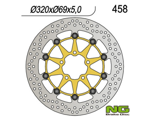 Ng передній гальмівний диск suzuki gsxr600/750 '97-'03, gsxr1000 '00-'04, tl1000, gsxr1300 hayabusa '99-07 (320x69x5) плаваючий