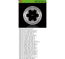 Ng гальмівний диск передній/задній yamaha xj 600/900, xjr1300, mt01, xv 750/1100 (267x132x4) (6x8,25mm)