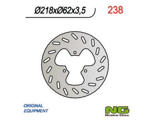 Ng задній гальмівний диск derbi 50/125, газ газ 125/450 (218x62x3.5) 3 отвори диам