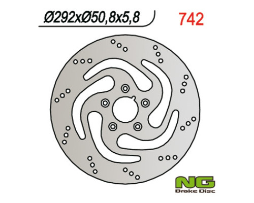 Ng гальмівний диск задній harley-davidson 883/1340 84-98 (292x50.8x5.8) (5x8.5mm)