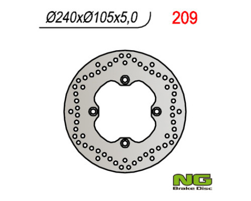 Ng гальмівний диск задній honda xl 600/650/700v transalp 91-'99, cb 500 93-03, cb750 92-95 (240x105x5) (4x10,5mm)