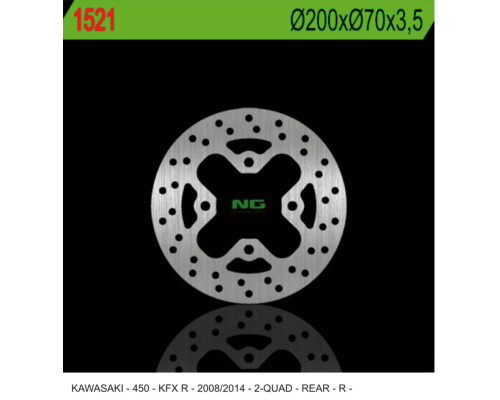 Ng задній гальмівний диск kawasaki kfx 450r '08-'14 (200x70x3.5) (4x10.5mm)