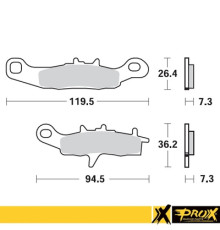 Тормозні колодки prox kh258 / kh349 kawasaki kx 80/85/100 '97-20, suzuki rm 85 '05-20 передні, kawasaki kfx 450r 08-14, kvf 650 brute force '05-13 передні праві