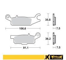 Тормозні колодки prox kh443 yamaha yfm 550 grizzly '11-14, yfm 700 grizzly '07-18 передні ліві