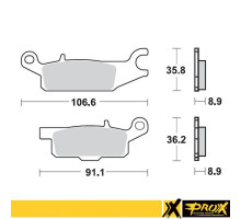 Тормозні колодки prox kh445 yamaha yfm 550 grizzly '11-14, yfm 700 grizzly '07-18 задні ліві