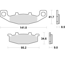 Тормозні колодки trw lucas kh129 sinter street kawasaki zl 600 95-97, zzr 600 / 1100 90-92, zr 750 91-99, gpz 900 90-94, gtr 1000 94-01, zr 1100 92-95, zx11 93-01, suzuki gs 500 89-95, dr / vx 800 90-96, gsx 1100g 91-95, передній/задній