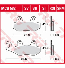 Гальмівні колодки trw lucas kh135 kh214 sinter street aprilia sx 125 18-, honda nsr 150 02-, kawasaki klx 125 10-13, kdx 250 90-94, klx 250 09-17, klf 300 89-07, yamaha wr 125 91- 97, tt 350 91-95, xtz 750 89-97, передній/задній