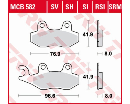 Гальмівні колодки trw lucas kh135 kh214 sinter street aprilia sx 125 18-, honda nsr 150 02-, kawasaki klx 125 10-13, kdx 250 90-94, klx 250 09-17, klf 300 89-07, yamaha wr 125 91- 97, tt 350 91-95, xtz 750 89-97, передній/задній