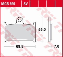 Тормозні колодки trw lucas kh145 kh236 organic suzuki gsf 1200 96-00, rf 900 94-97 передні