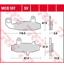 Тормозні колодки trw lucas kh147 organic suzuki dr 650 90-96, dr 750 88-89, dr 800 88-91 передні (акція)