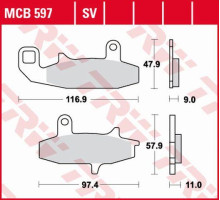 Тормозні колодки trw lucas kh147 sinter street suzuki dr 650 90-96, dr 750 88-89, dr 800 88-91 передні (акція)