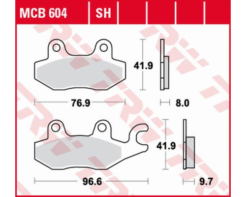 Тормозні колодки trw lucas kh165/2 organic suzuki dr 800 97-99, triumph tiger 1050 07-13, dytona 1200 93-97, trophy 1200 94-03, yamaha xtz 750 89-97, задні
