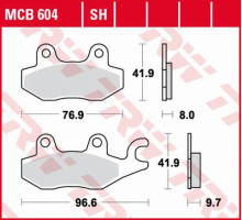 Тормозні колодки trw lucas kh165/2 organic suzuki dr 800 97-99, triumph tiger 1050 07-13, dytona 1200 93-97, trophy 1200 94-03, yamaha xtz 750 89-97, задні