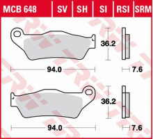 Гальмівні колодки trw lucas kh181 sinter street bmw r 1200 hp2 04-10 r-nine t '13-, k 1300 gt 09-15, ktm exc 525 03-07, lc4 adv 97-01, 790 adv '19-, lc8 950 / 990 02-13, 1 050 adv 15-16, 1090 adv 17-, yamaha xtz 660 08-16, xtz 700 '19-, перед
