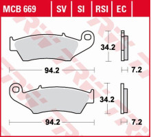 Гальмівні колодки trw lucas kh185 kh389 organic honda xl 125 03-08, xr 400 96-03, xlv transalp 97-13, xrv africa twin 750 93-03, kawasaki klx 650 93-01, suzuki drz 400 00-08, передні
