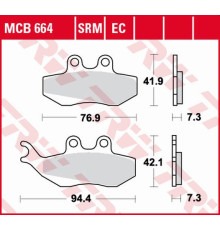 Тормозні колодки trw lucas kh194 organic aprilia rs 50 99-10, rx 50 95-06, pegaso 125 92-95, rx 125 92-99, перед (акція)