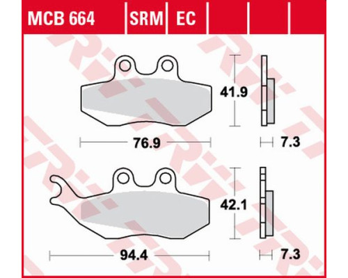 Тормозні колодки trw lucas kh194 organic aprilia rs 50 99-10, rx 50 95-06, pegaso 125 92-95, rx 125 92-99, перед (акція)