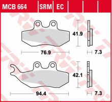 Тормозні колодки trw lucas kh194 organic aprilia rs 50 99-10, rx 50 95-06, pegaso 125 92-95, rx 125 92-99, перед (акція)