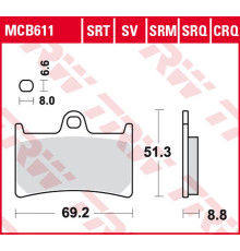 Гальмівні колодки trw lucas kh252 kh380 sinter racing yamaha fz6 07-10, fzs 600 98-01, mt-07 14-17, tracer 700 '16-, fz8 10-16, mt-09 16-, tdm 900 02-14, xt 1200z super  '1 0-, fjr 1300 01-16, xjr 1300 99-16, xv 1700 03-05, xv 1900 06-10, пе