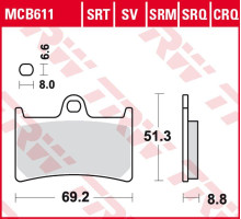 Гальмівні колодки trw lucas kh252 kh380 sinter racing yamaha fz6 07-10, fzs 600 98-01, mt-07 14-17, tracer 700 '16-, fz8 10-16, mt-09 16-, tdm 900 02-14, xt 1200z super  '1 0-, fjr 1300 01-16, xjr 1300 99-16, xv 1700 03-05, xv 1900 06-10, пе