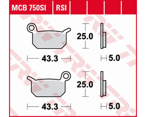 Гальмівні колодки trw lucas kh325 sinter offroad ktm sxe -5 електричні 19- sx 50 09-, sx 65 04-08, husqvarna ee-5 19-, cr 50 06-, sm 50- 10-, tc 50 17-, передні/задні