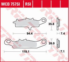 Тормозні колодки trw lucas kh342 kh349 sinter offroad kawasaki kfx 450 / 700 04-14, kvf 700 04-06, передні