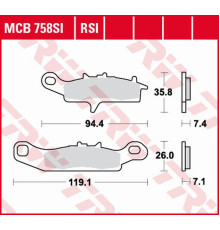 Тормозні колодки trw lucas kh342 sinter offroad kawasaki kfx 450 / 700 04-14, kvf 700 04-06, передні